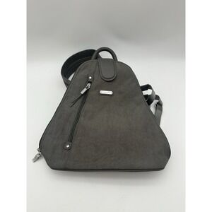 Baggallini Metro Backpack Gray Sleek Minimalist Travel Bag With Pockets
